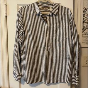 Rachel Hollis Striped Button Front Blouse